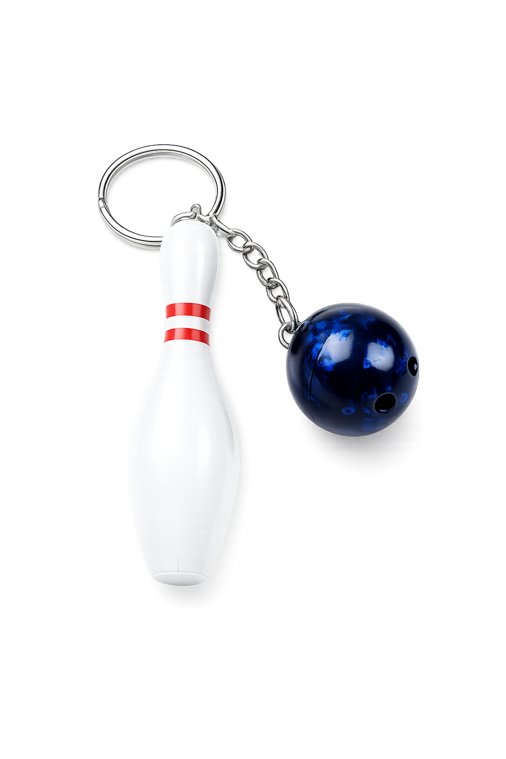 Bowling topu ve kuka şeilli premium anahtarlık 